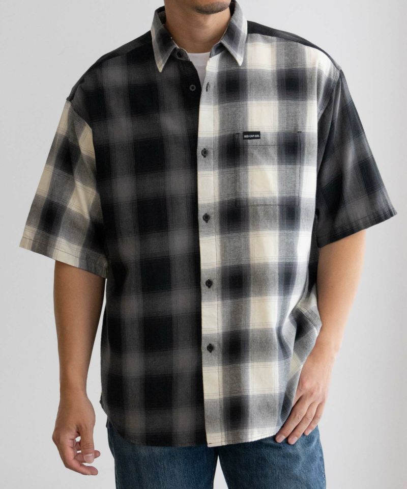 【オンラインストア限定】RED CAP GIRL  オンブレーチェックバック刺繍＆プリント半袖シャツ メンズ商品画像-4