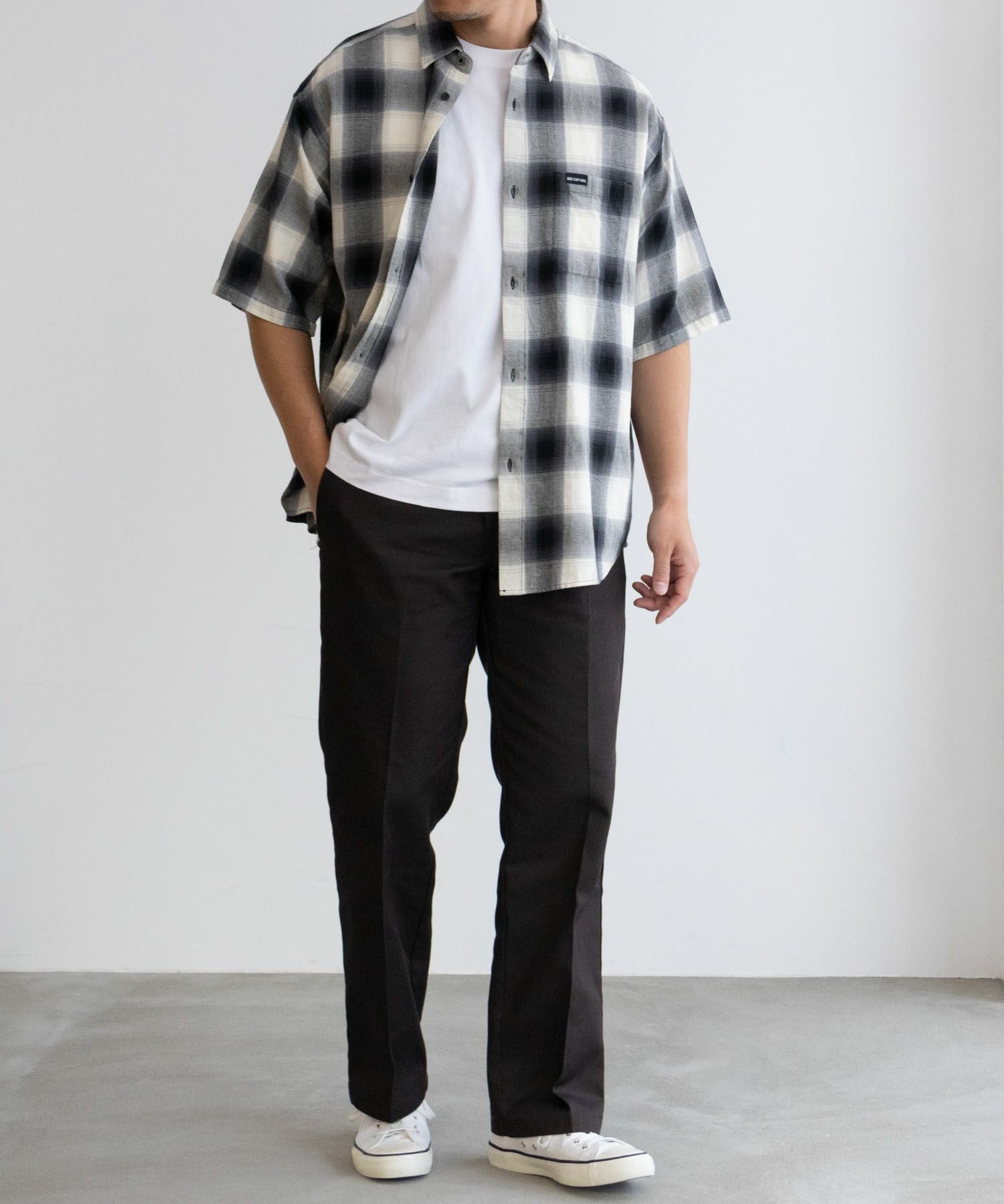 [期間限定価格]【オンラインストア限定】RED CAP GIRL  オンブレーチェックバック刺繍＆プリント半袖シャツ メンズ商品画像-5