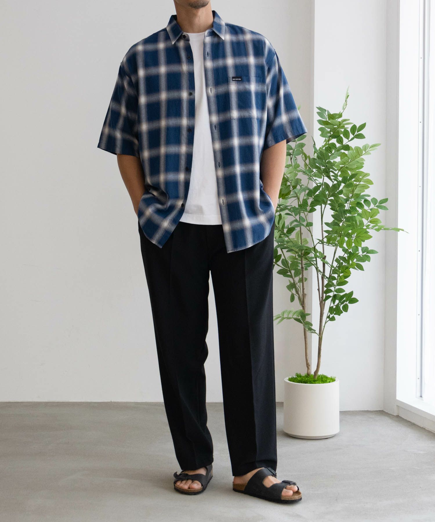 [期間限定価格]【オンラインストア限定】RED CAP GIRL  オンブレーチェックバック刺繍＆プリント半袖シャツ メンズ商品画像-7