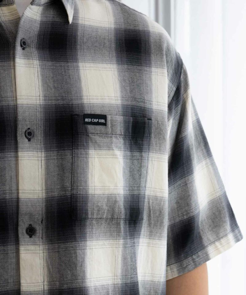 【オンラインストア限定】RED CAP GIRL  オンブレーチェックバック刺繍＆プリント半袖シャツ メンズ商品画像-11