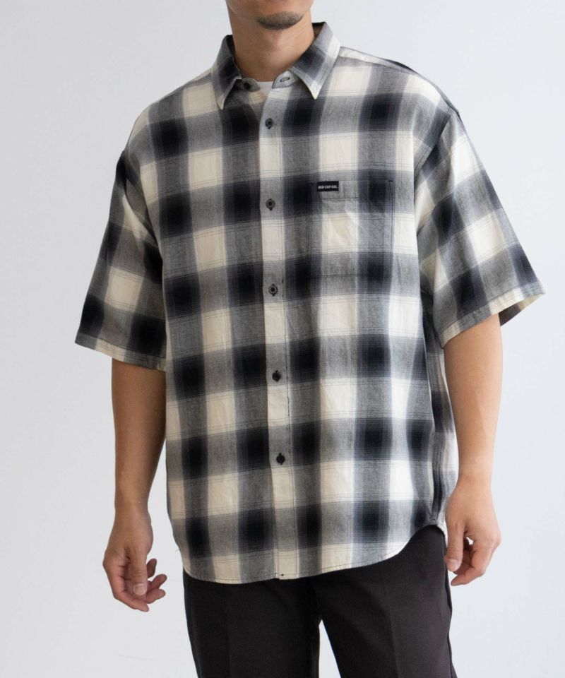 【オンラインストア限定】RED CAP GIRL  オンブレーチェックバック刺繍＆プリント半袖シャツ メンズ商品画像-14