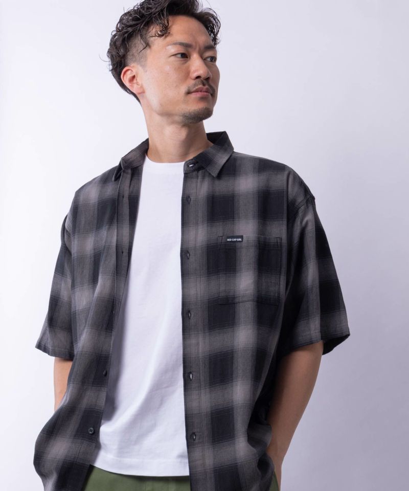 【オンラインストア限定】RED CAP GIRL  オンブレーチェックバック刺繍＆プリント半袖シャツ メンズ商品画像-21