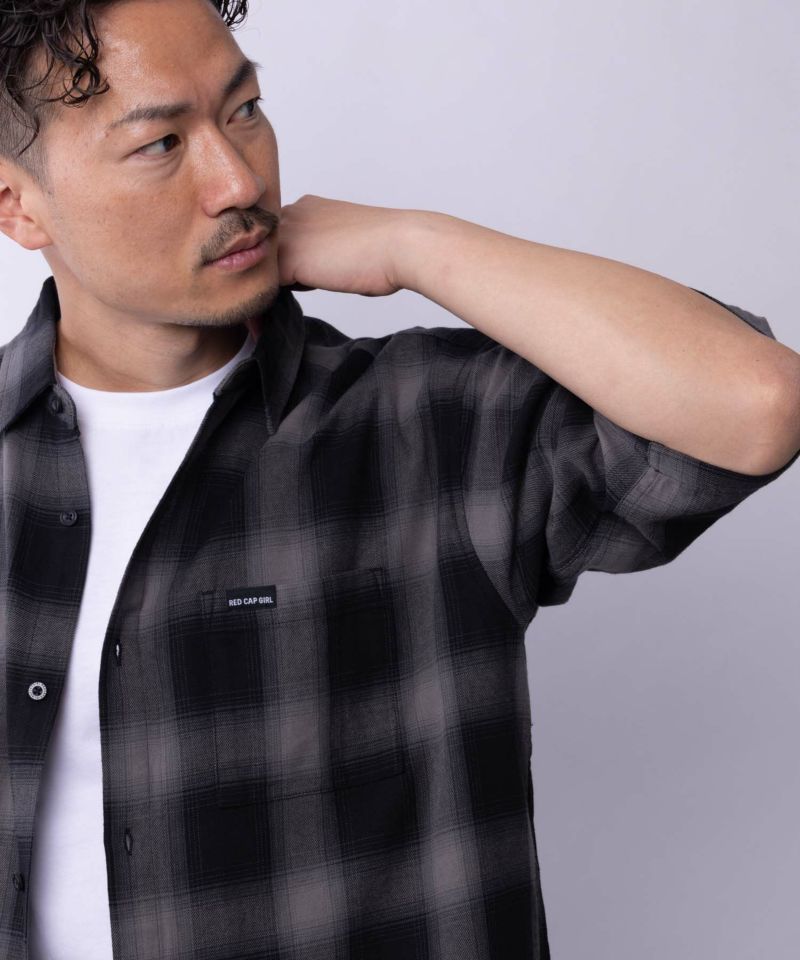 【オンラインストア限定】RED CAP GIRL  オンブレーチェックバック刺繍＆プリント半袖シャツ メンズ商品画像-23