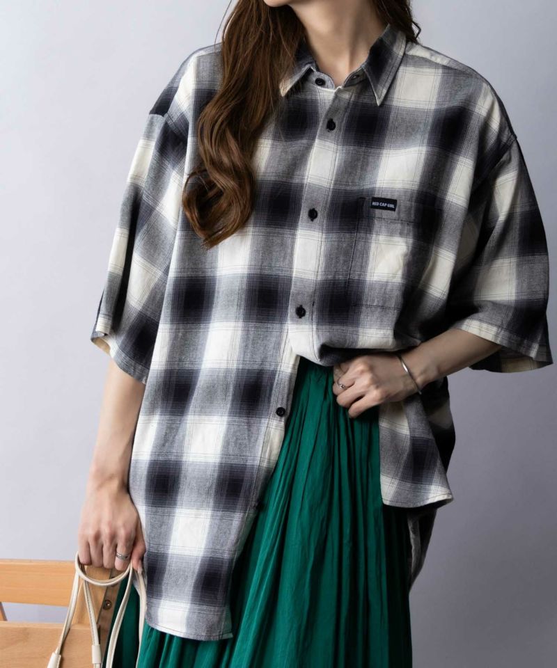 【オンラインストア限定】RED CAP GIRL  オンブレーチェックバック刺繍＆プリント半袖シャツ メンズ商品画像-25