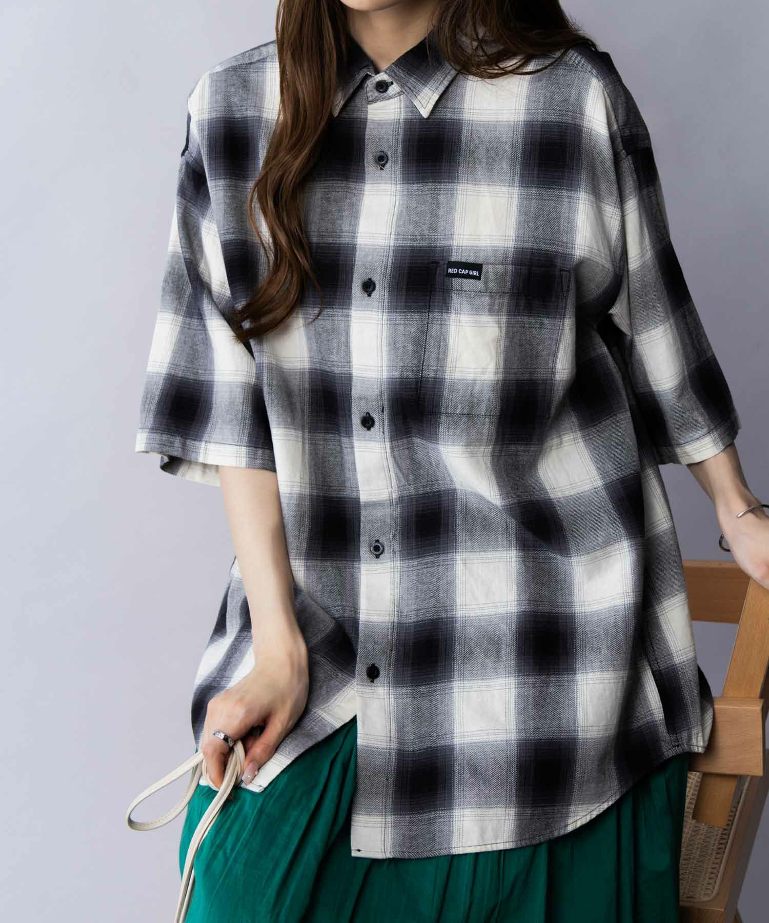[期間限定価格]【オンラインストア限定】RED CAP GIRL  オンブレーチェックバック刺繍＆プリント半袖シャツ メンズ商品画像-26