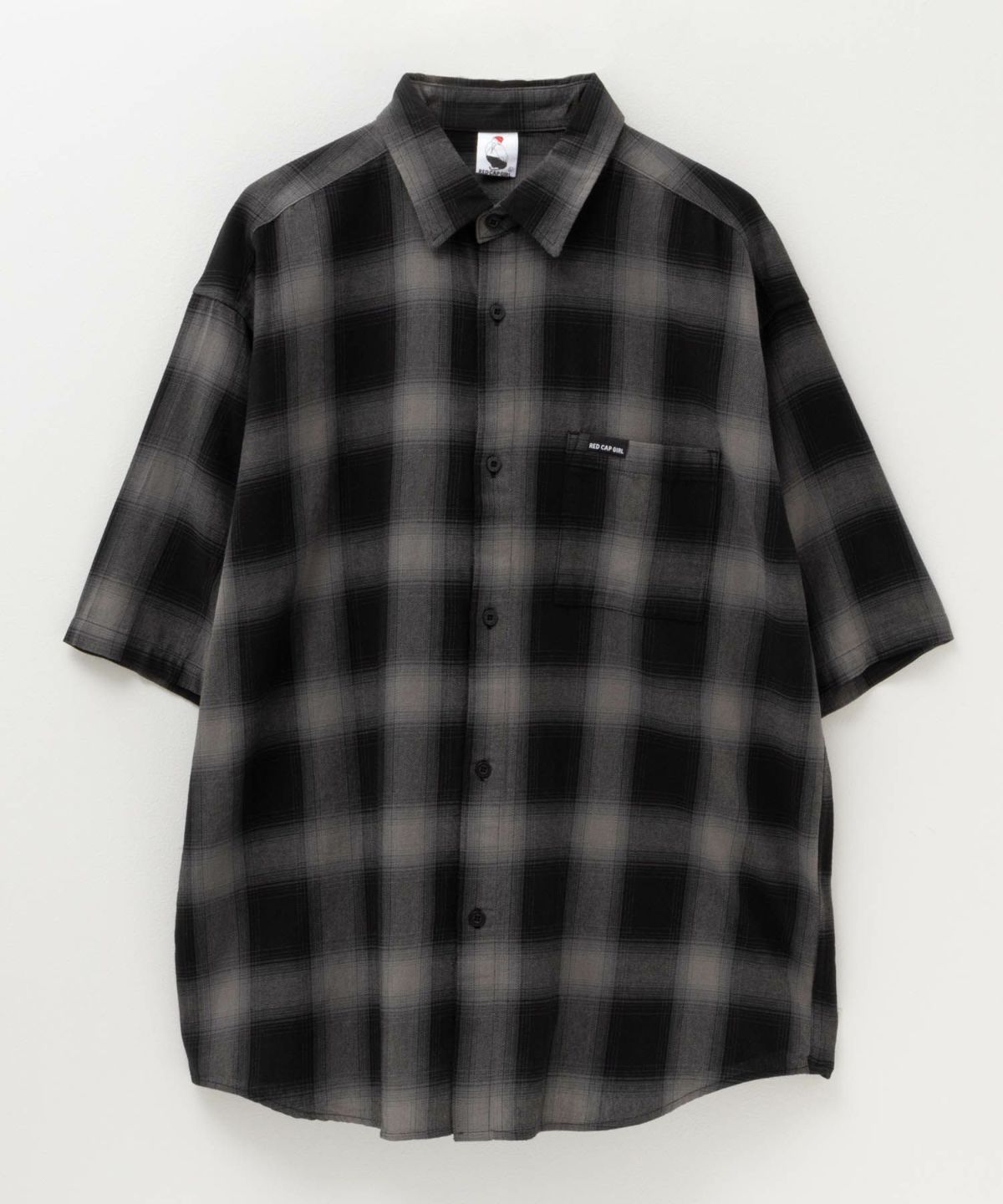 RED CAP GIRL オンブレーチェックバック刺繍＆プリント半袖シャツ メンズ