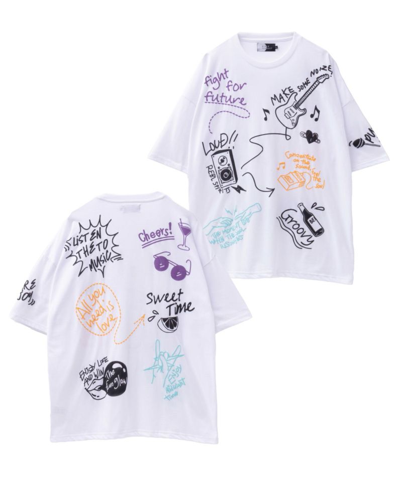 NOBLE PRODUCT  落書きショートスリーブＴシャツ メンズ ネコポス 対応商品商品画像-1
