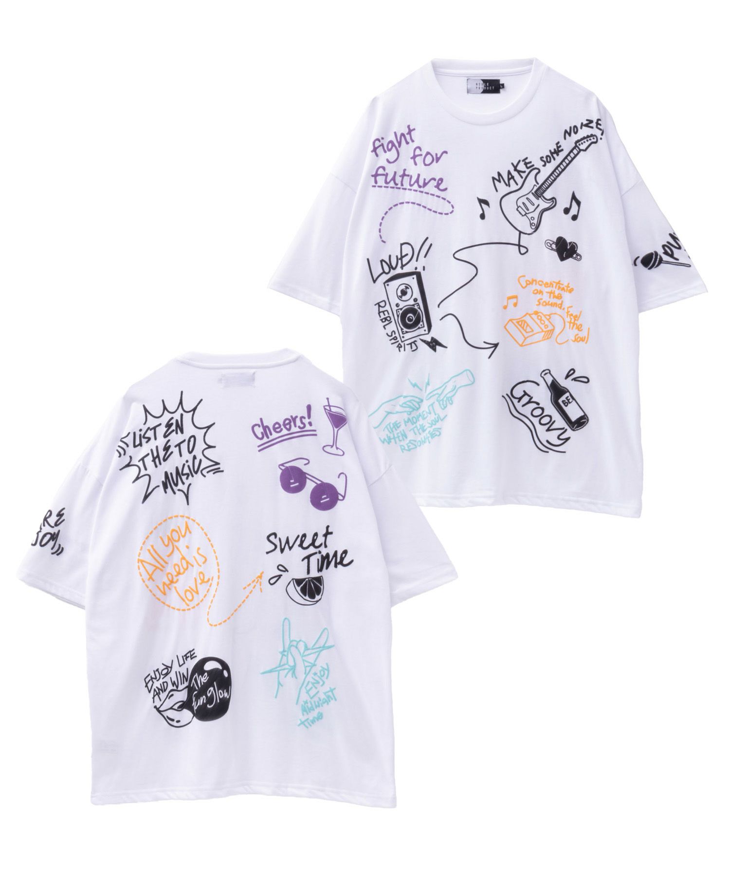NOBLE PRODUCT 落書きショートスリーブTシャツ メンズ