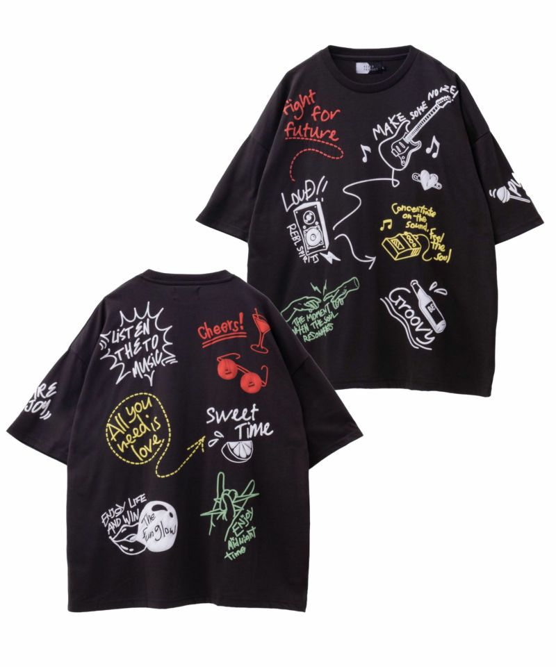 NOBLE PRODUCT  落書きショートスリーブＴシャツ メンズ ネコポス 対応商品商品画像-2