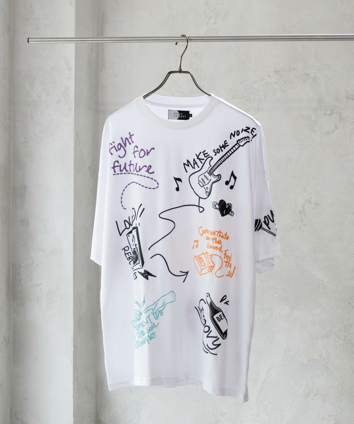 NOBLE PRODUCT 落書きショートスリーブTシャツ メンズ 