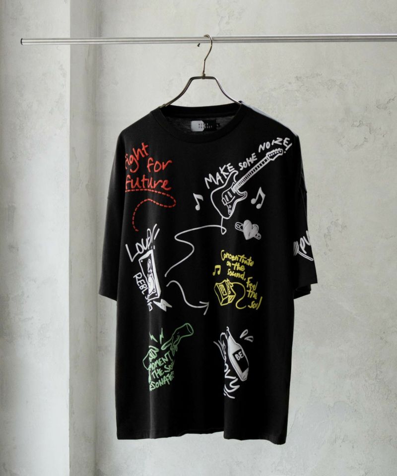 NOBLE PRODUCT 落書きショートスリーブTシャツ メンズ