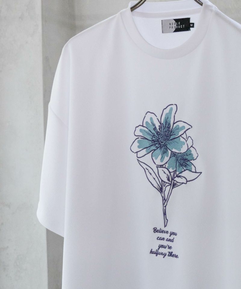 NOBLE PRODUCT 梨地 花刺繍ショートスリーブＴシャツ メンズ ネコポス 対応商品