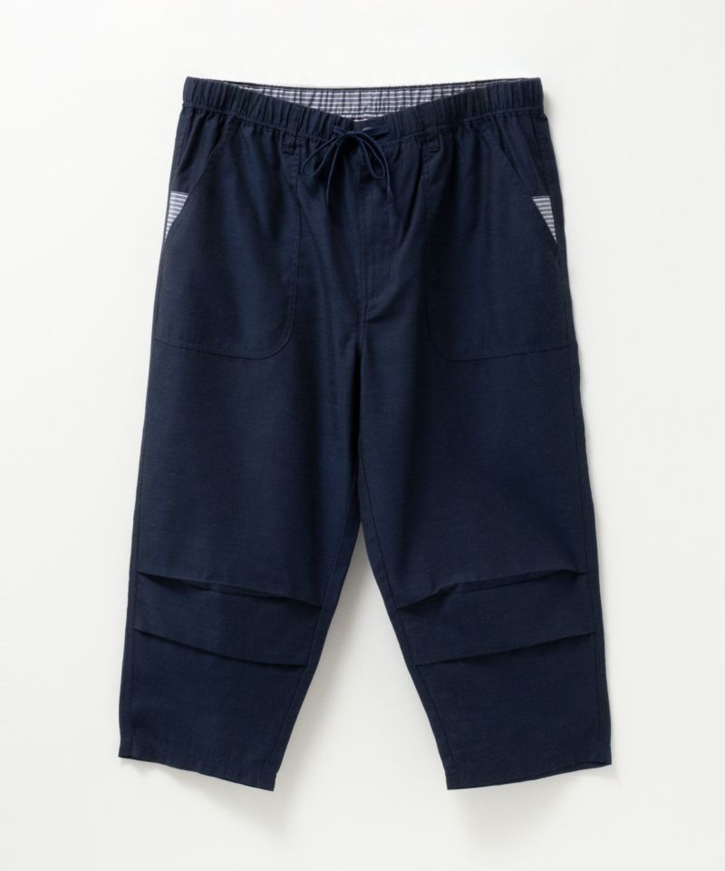 SARARI NAVY リネンミックスクロップドパンツ メンズ