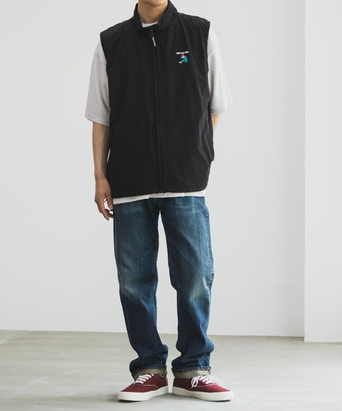 RED CAP GIRL ナイロンタスラン胸刺繍ベスト メンズ