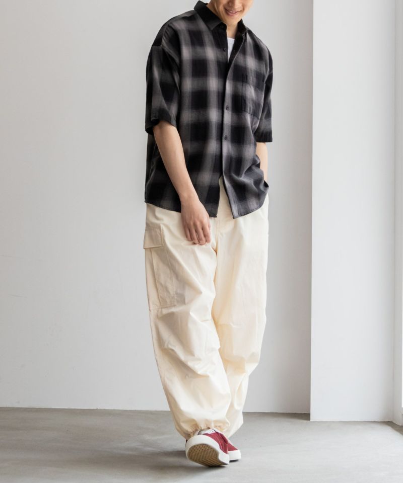 【オンラインストア限定】NAIVE MAGIC  オンブレーチェックルーズサイズ半袖シャツ メンズ商品画像-5