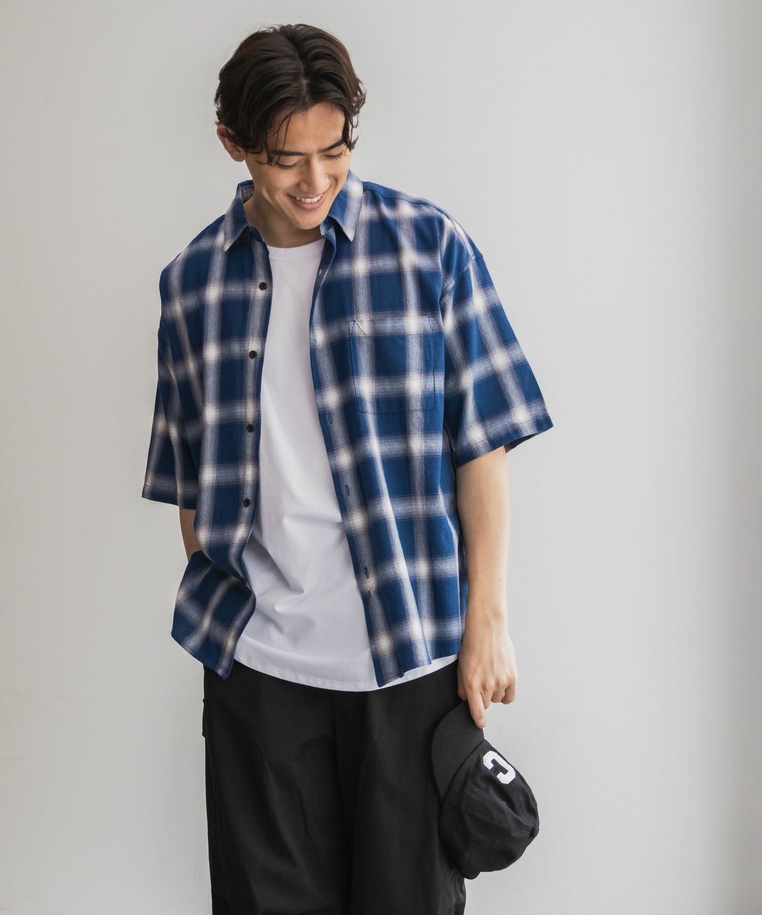 【オンラインストア限定】NAIVE MAGIC  オンブレーチェックルーズサイズ半袖シャツ メンズ商品サムネイル-17