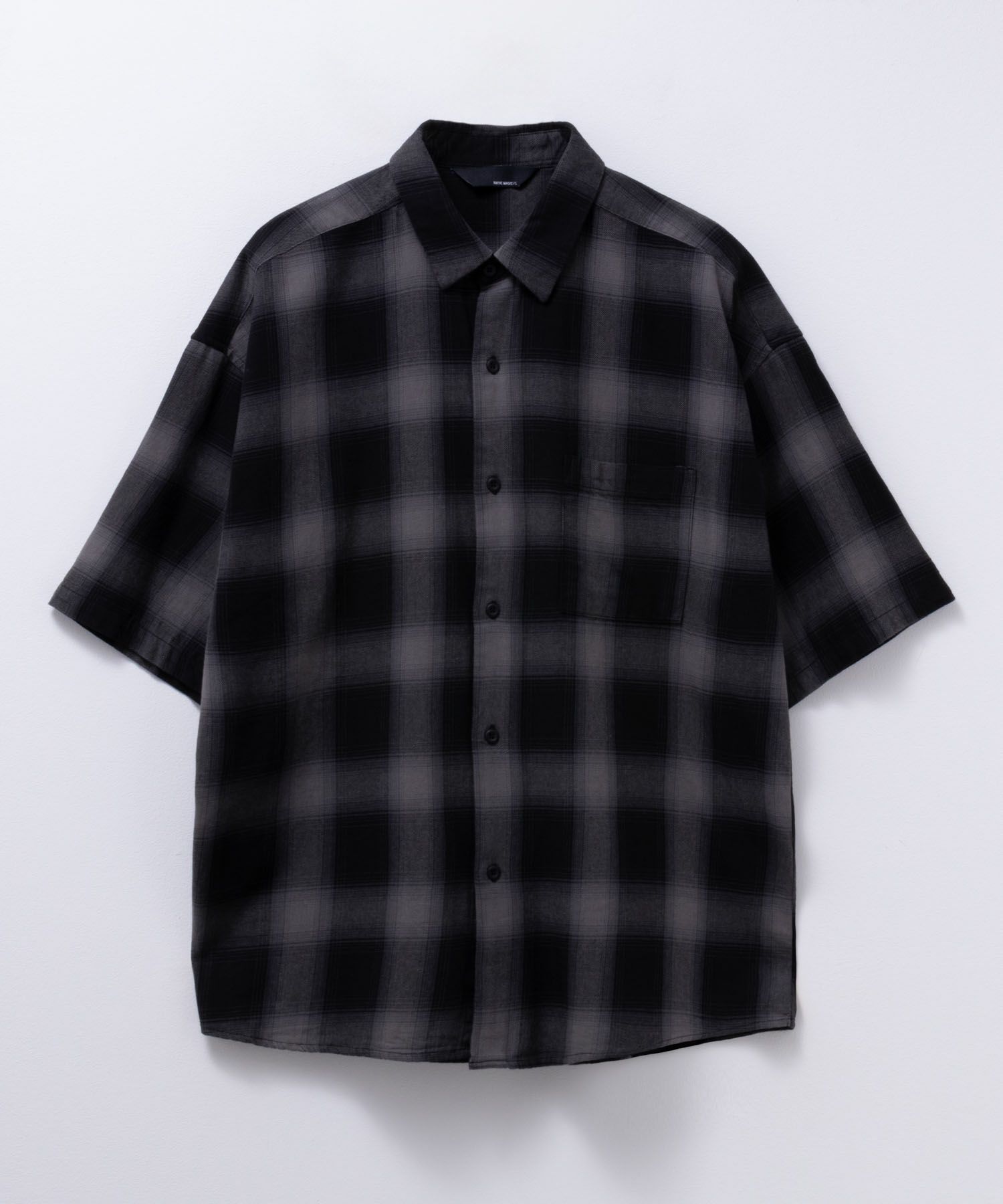 NAIVE MAGIC オンブレーチェックルーズサイズ半袖シャツ メンズ