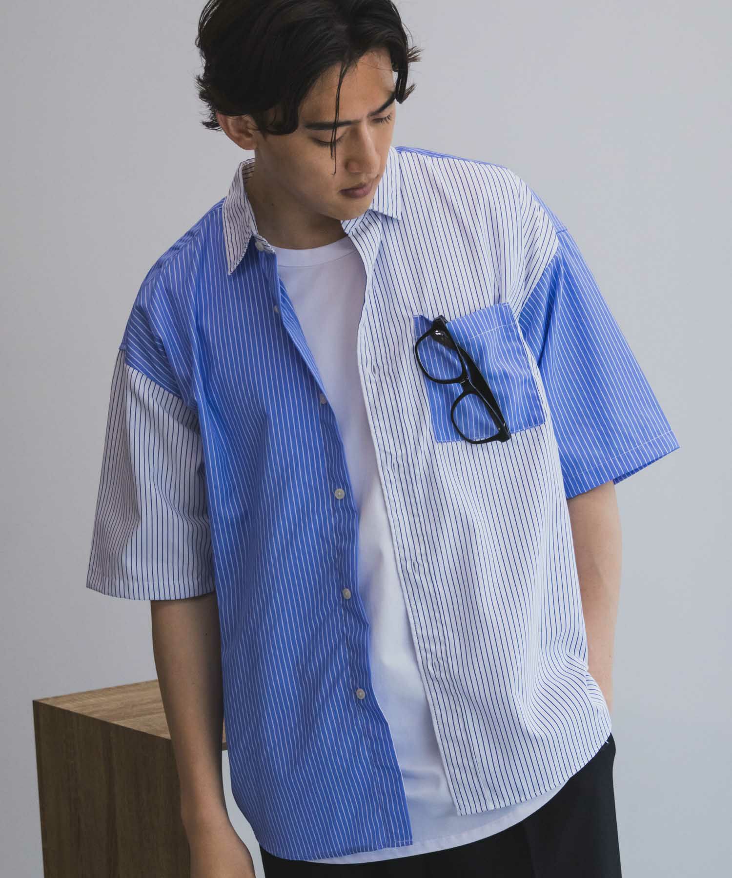 NAIVE MAGIC ポリエステルブロード ルーズサイズ半袖シャツ メンズ