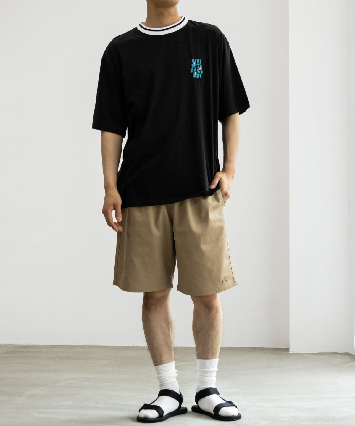 RED CAP GIRL 発泡プリントラインリブTシャツ メンズ ネコポス 対応商品