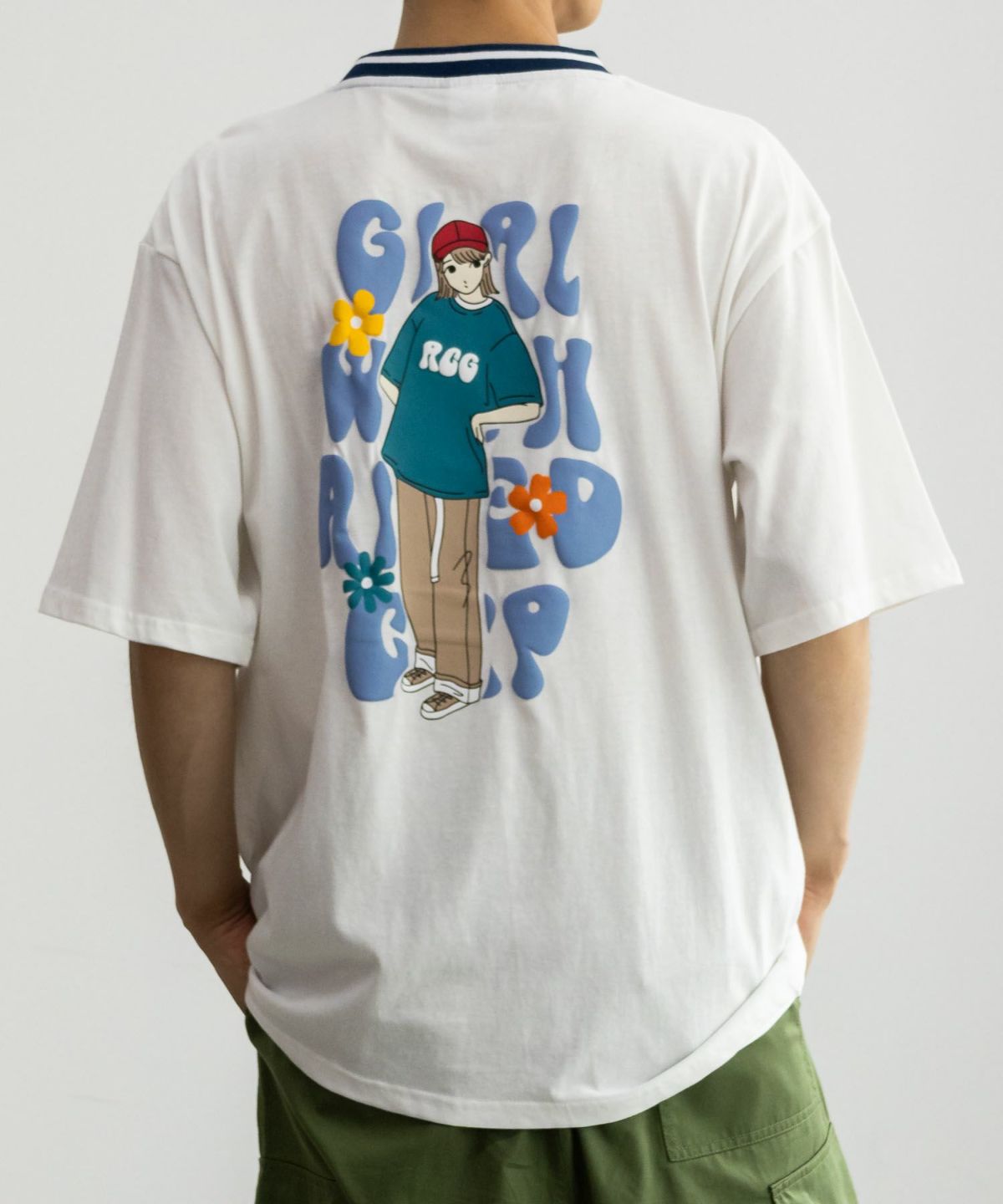 RED CAP GIRL 発泡プリントラインリブTシャツ メンズ ネコポス 対応商品