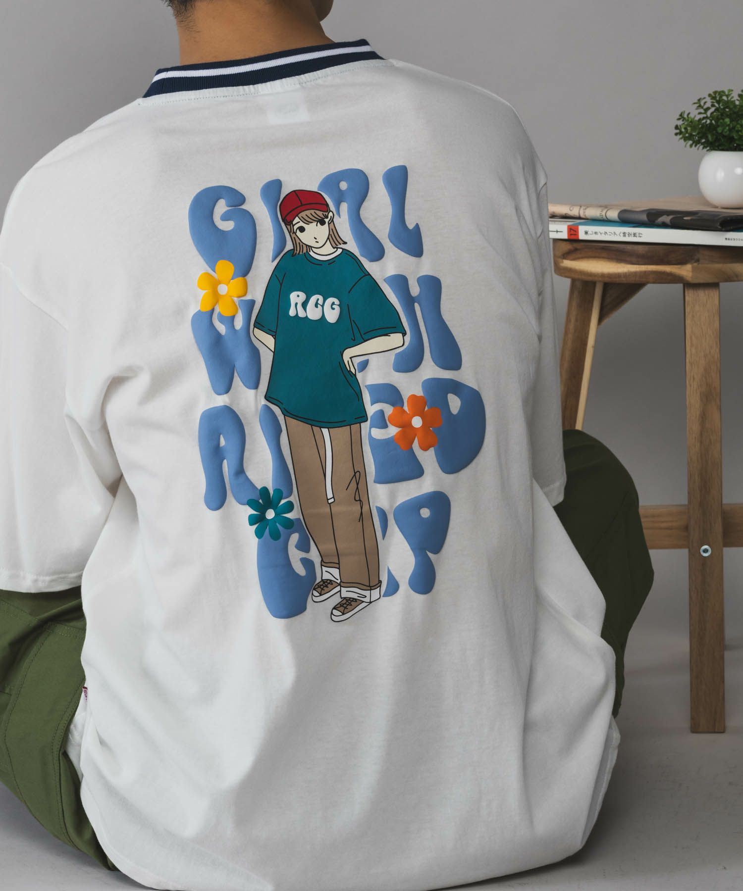 RED CAP GIRL 発泡プリントラインリブTシャツ メンズ ネコポス 対応商品