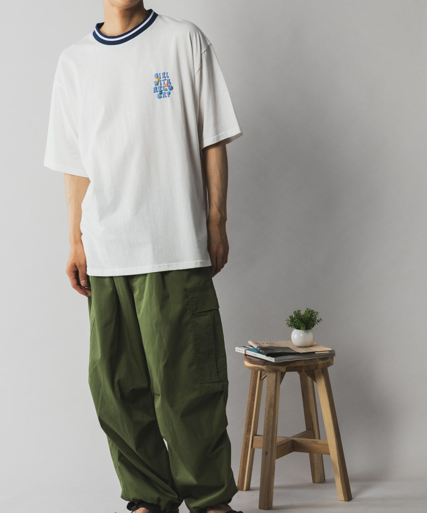 RED CAP GIRL 発泡プリントラインリブTシャツ メンズ ネコポス 対応商品