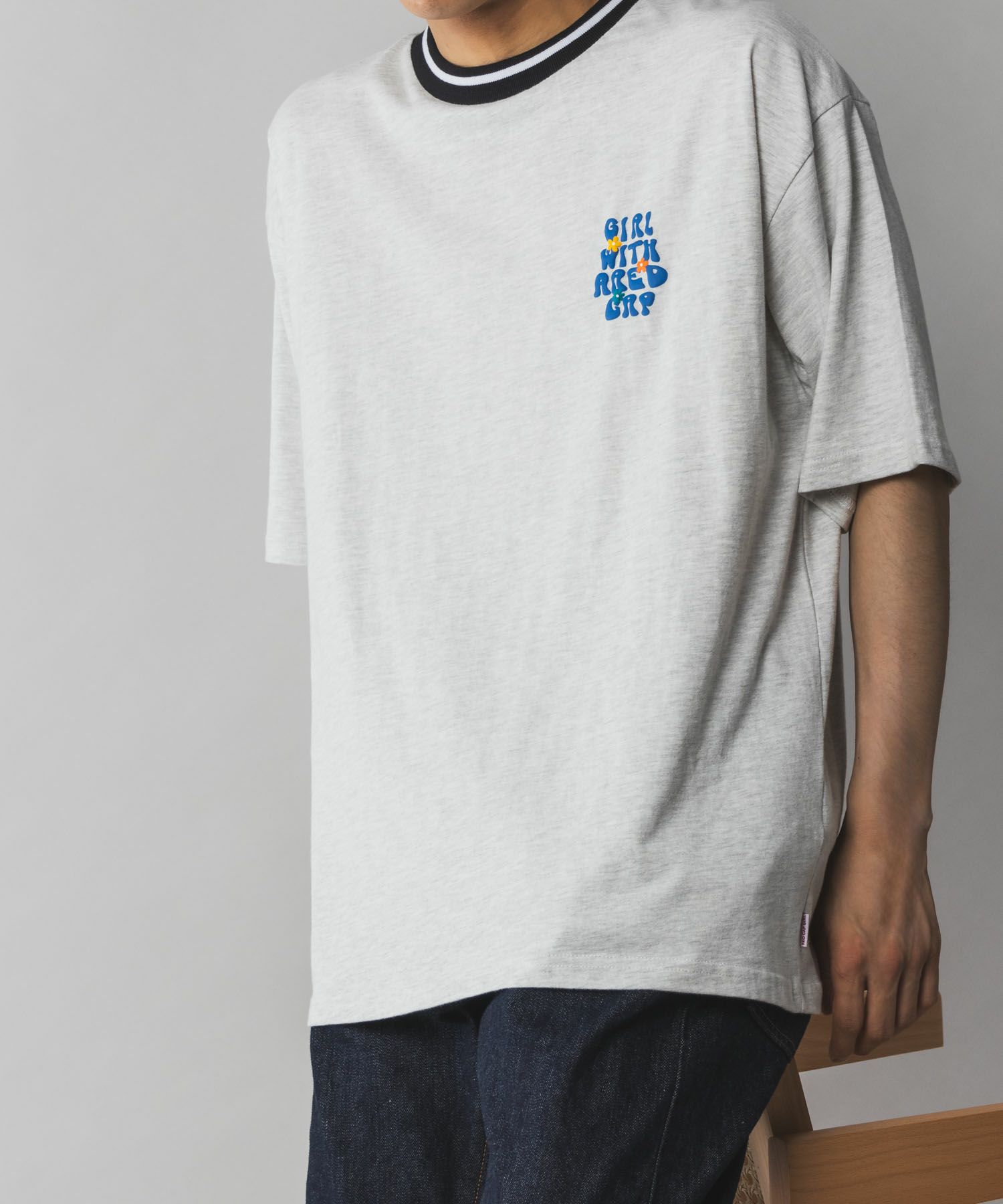 RED CAP GIRL 発泡プリントラインリブTシャツ メンズ ネコポス 対応商品