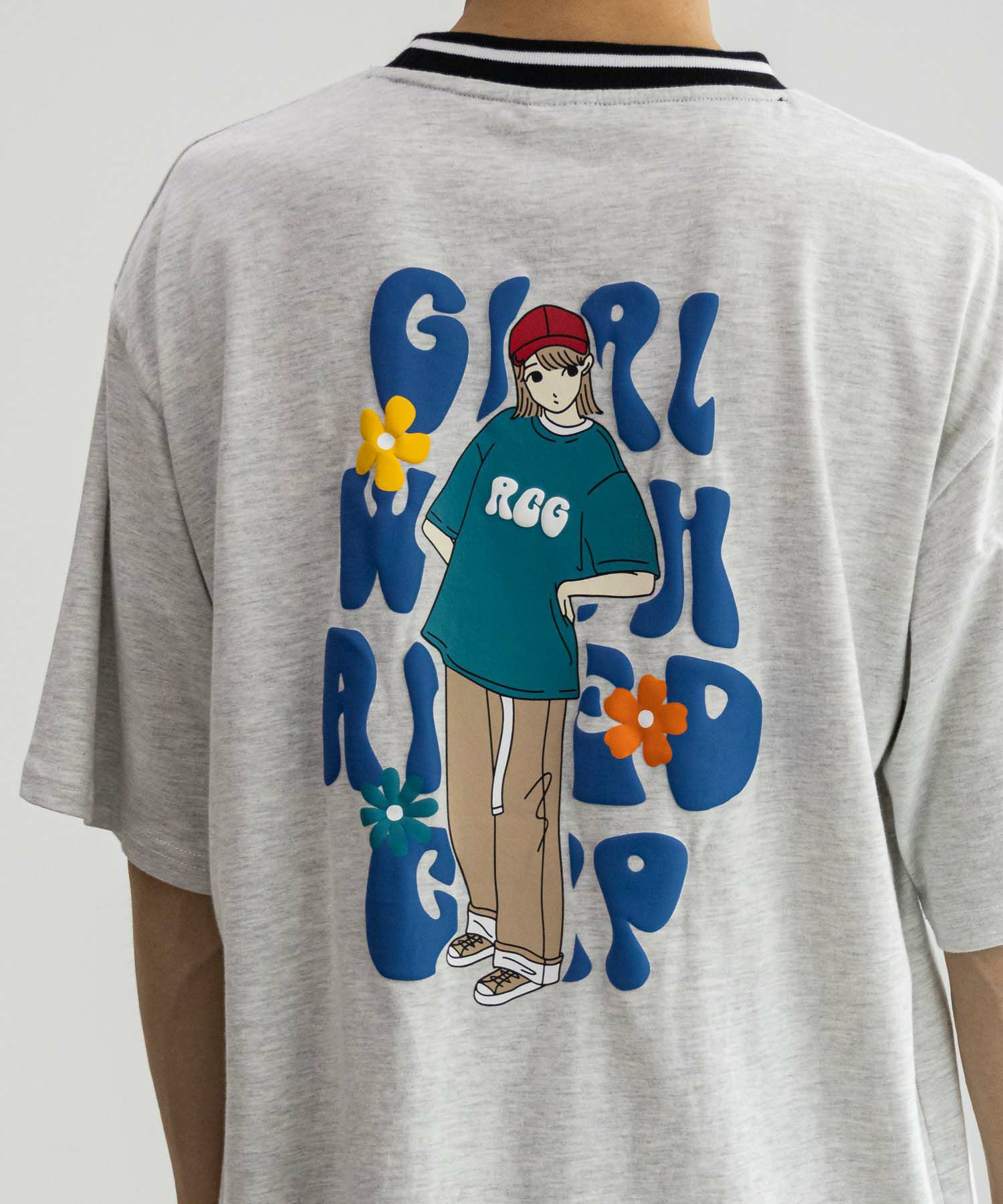 RED CAP GIRL 発泡プリントラインリブTシャツ メンズ ネコポス 対応商品
