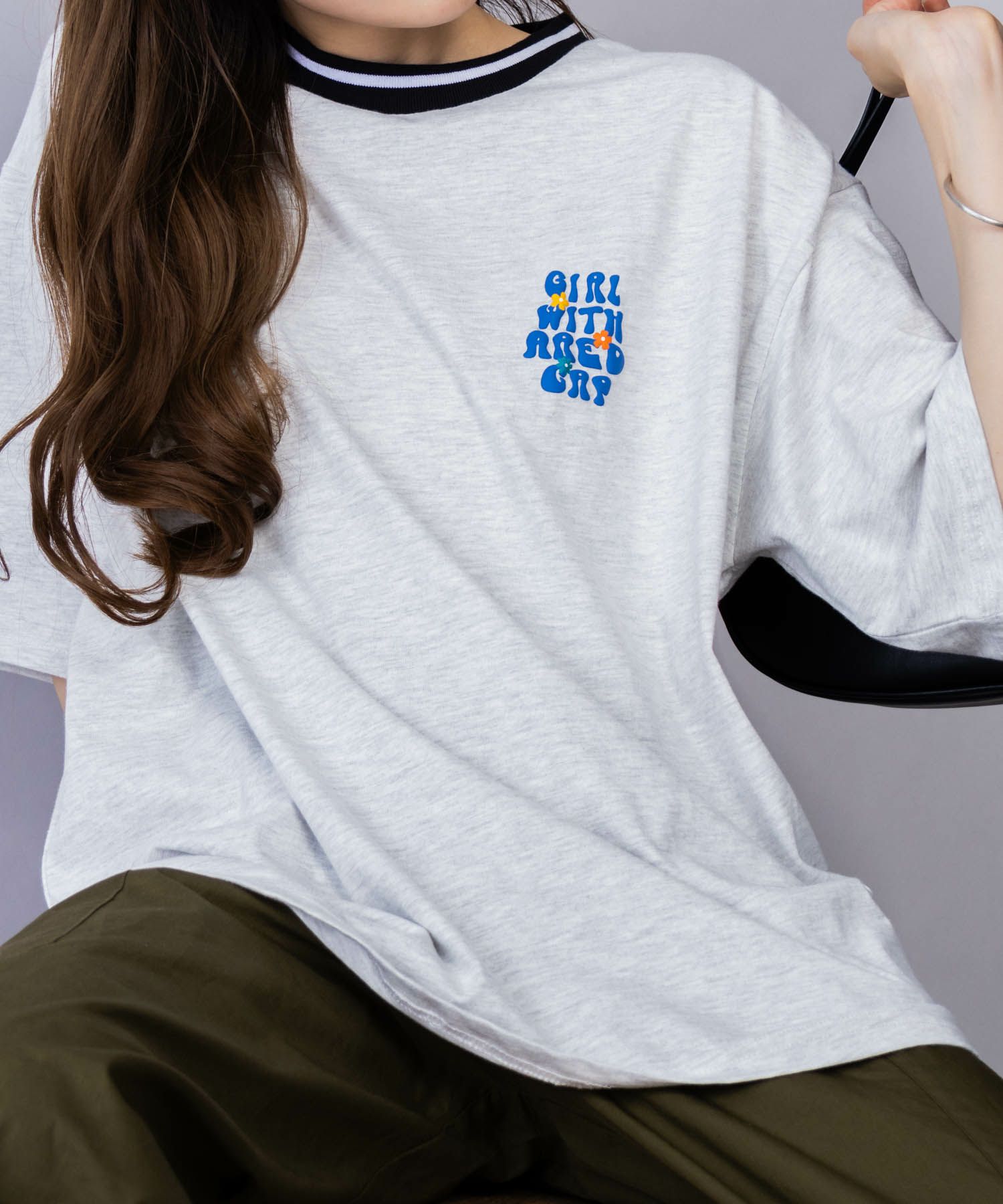 RED CAP GIRL 発泡プリントラインリブTシャツ メンズ ネコポス 対応商品