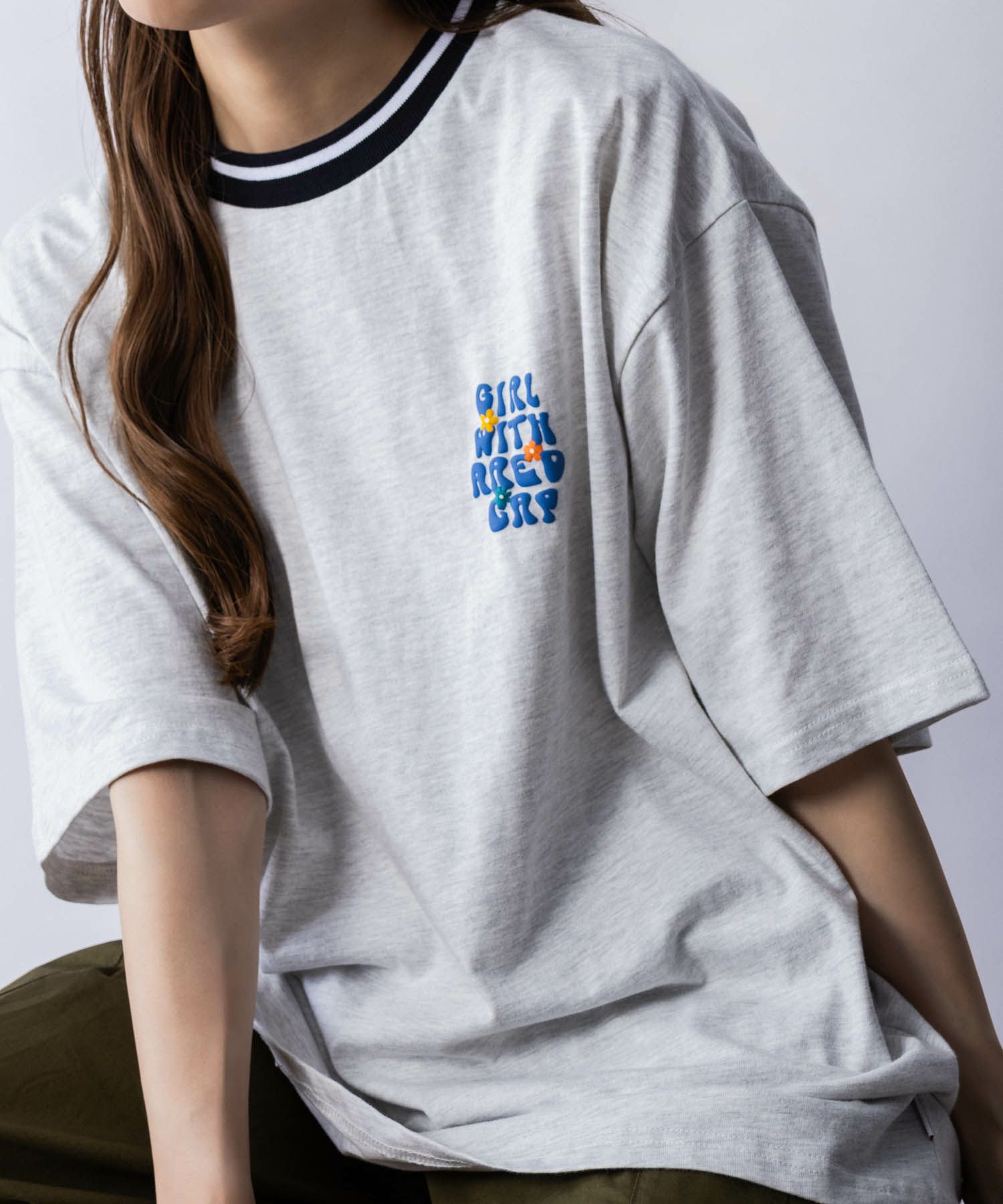 RED CAP GIRL 発泡プリントラインリブTシャツ メンズ ネコポス 対応商品