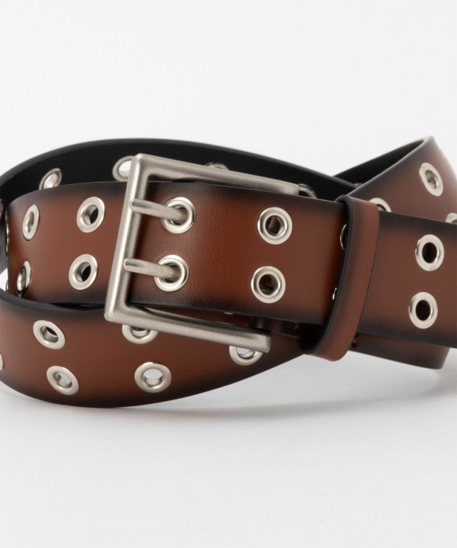 40mm 牛革グラデーション塗装Ｗハトメベルト メンズ