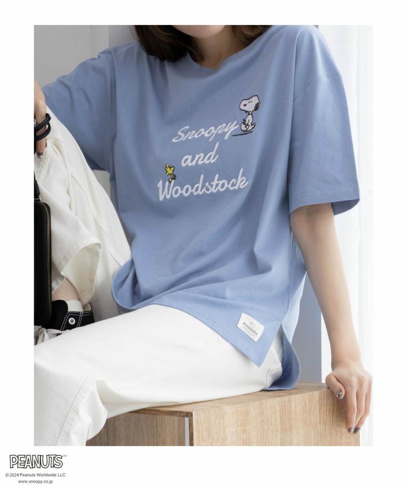 PEANUTS SNOOPY 前後差スリット入りTシャツ レディース