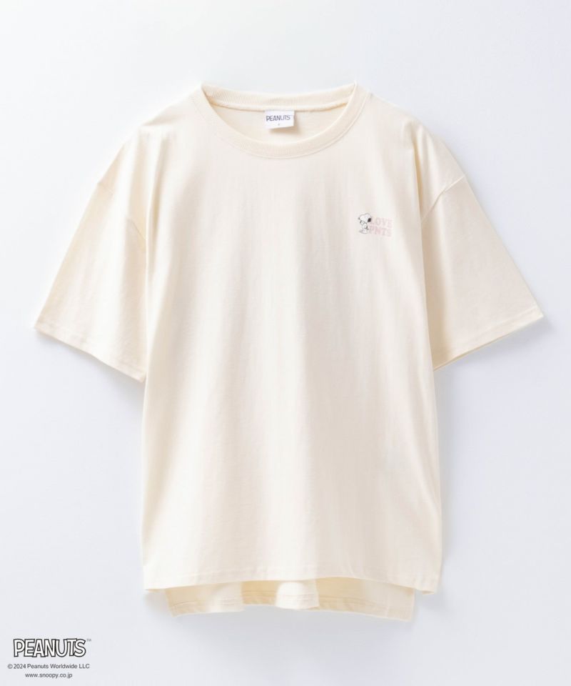 PEANUTS SNOOPY 前後差スリット入りTシャツ レディース PEANUTS SNOOPY 前後差スリット入りTシャツ レディース