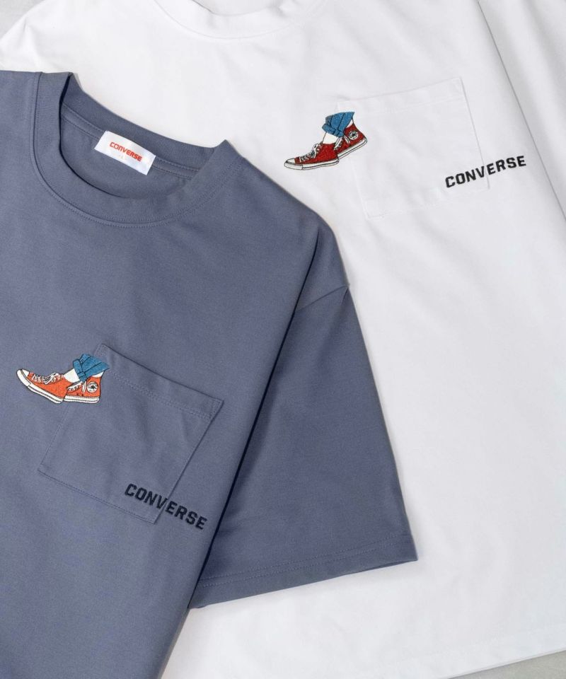CONVERSE  ポンチ素材 ドライプリントショートスリーブTシャツ メンズ ネコポス 対応商品商品画像-1