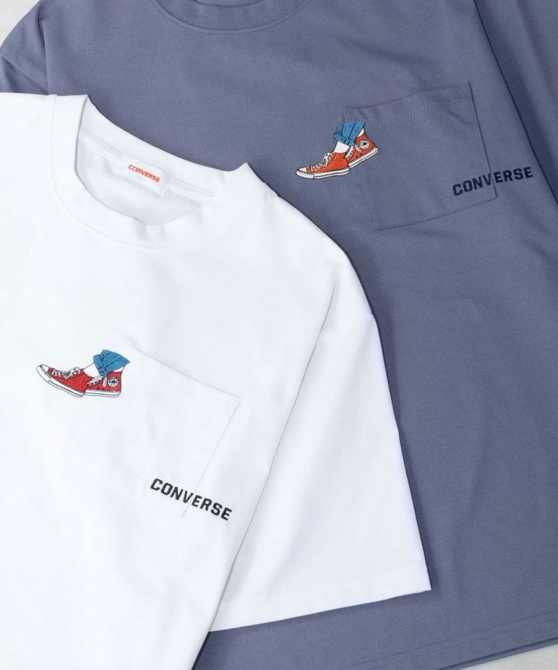 CONVERSE  ポンチ素材 ドライプリントショートスリーブTシャツ メンズ ネコポス 対応商品商品画像-2