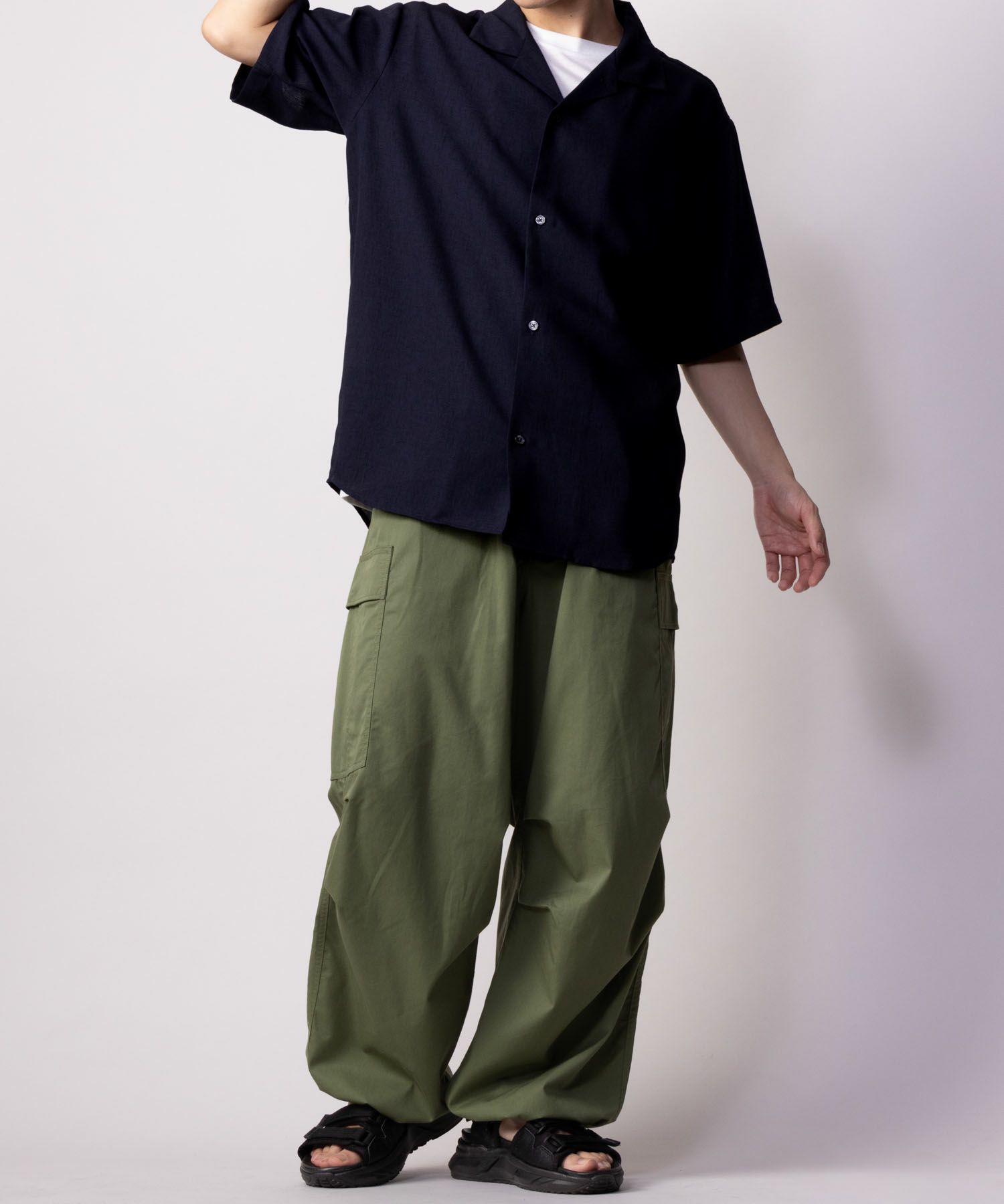 NAVY 麻調シャツ アンサンブル メンズ