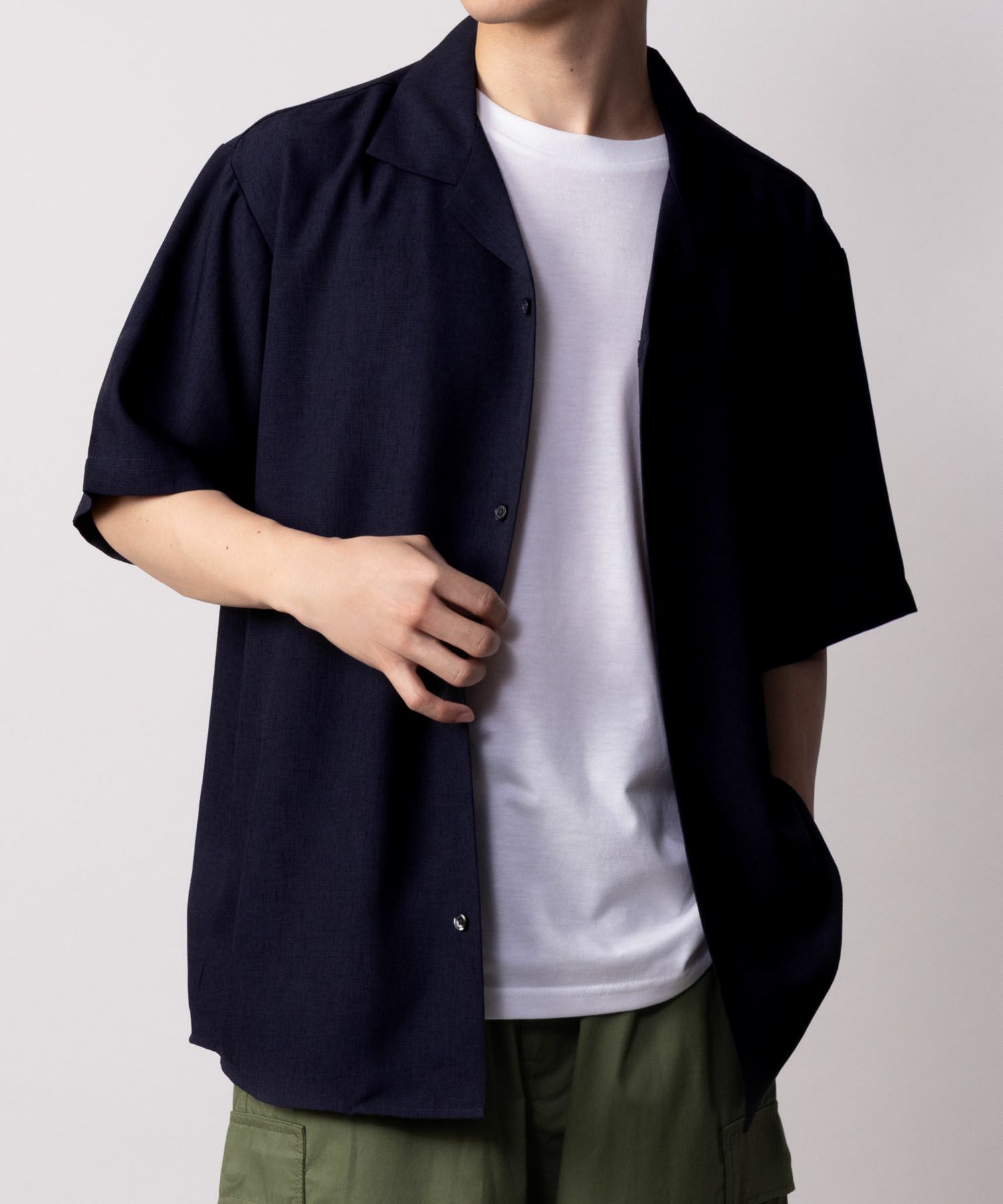 NAVY 麻調シャツ アンサンブル メンズ