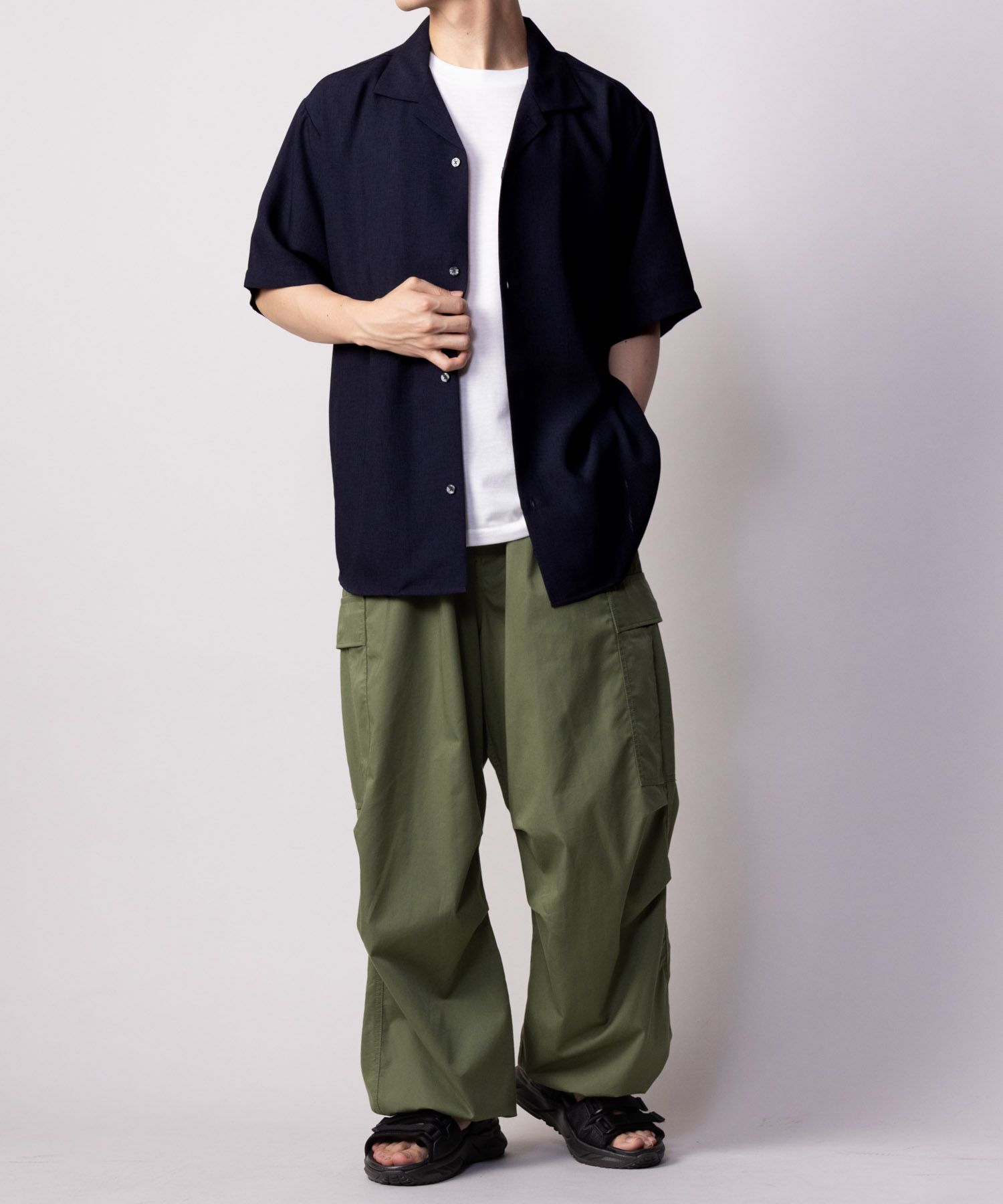 NAVY SARARI 麻調シャツ アンサンブル メンズ商品画像-9