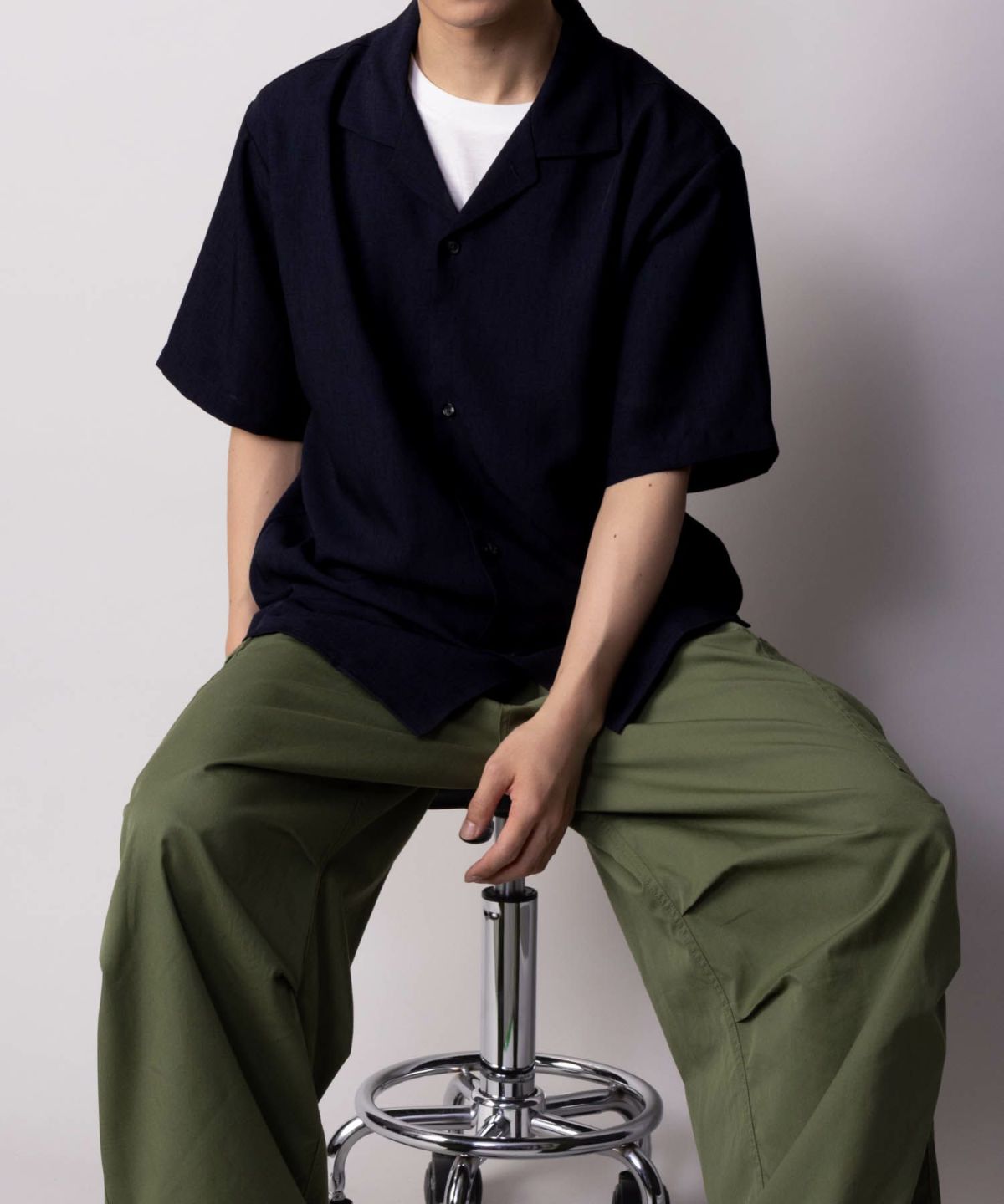 NAVY 麻調シャツ アンサンブル メンズ