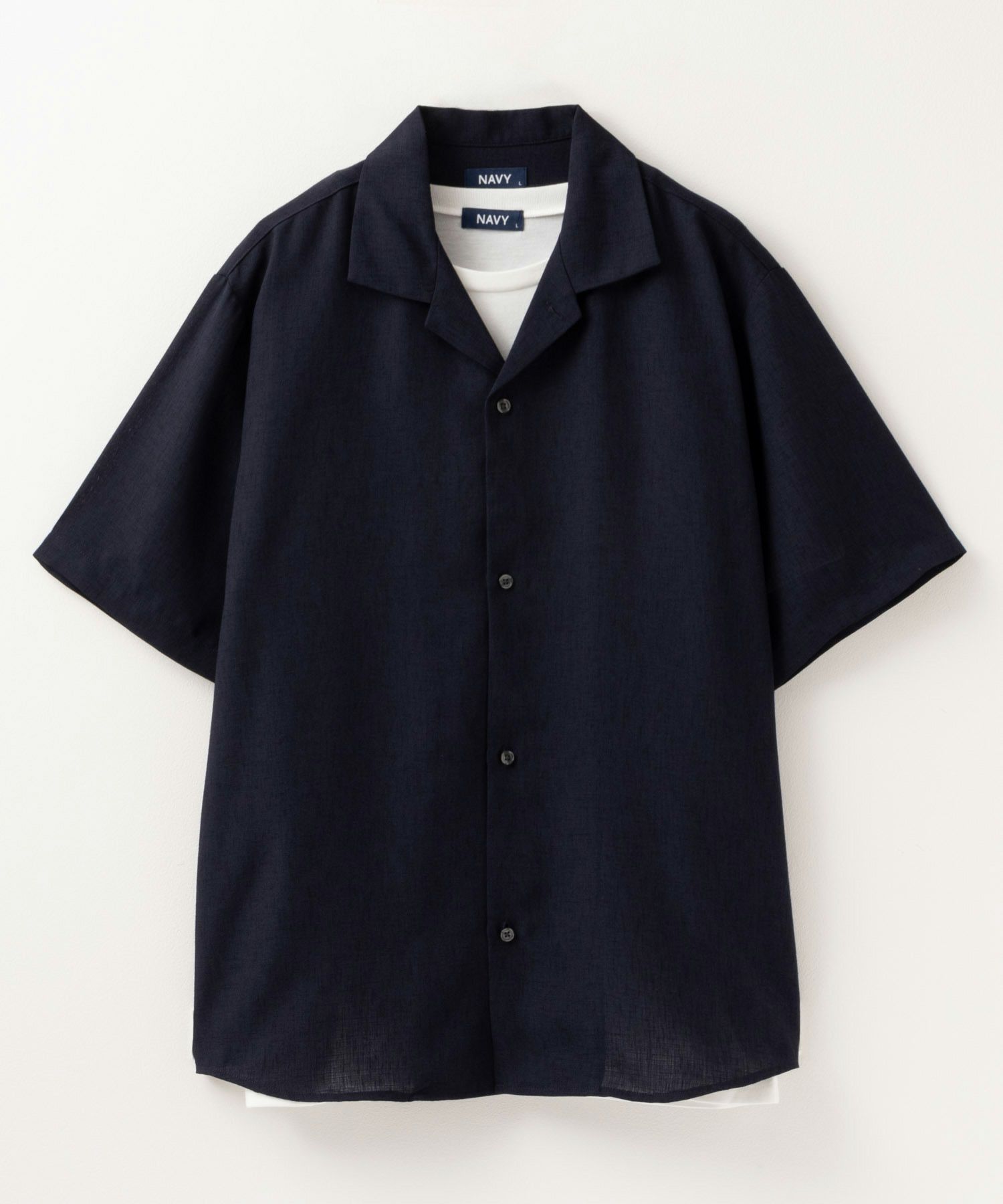 NAVY 麻調シャツ アンサンブル メンズ