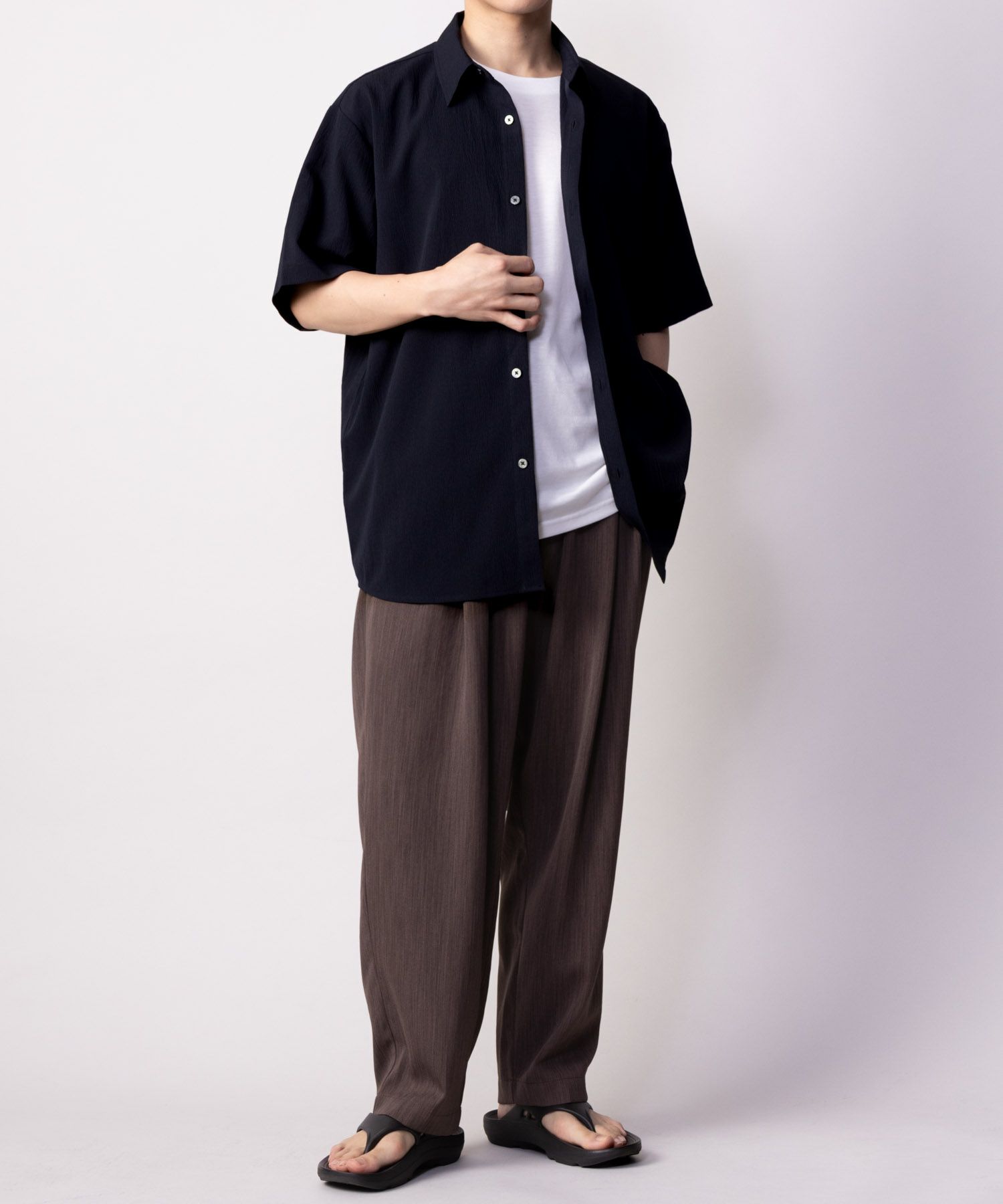 NAVY SARARI 楊柳シャツ アンサンブル メンズ商品サムネイル-3