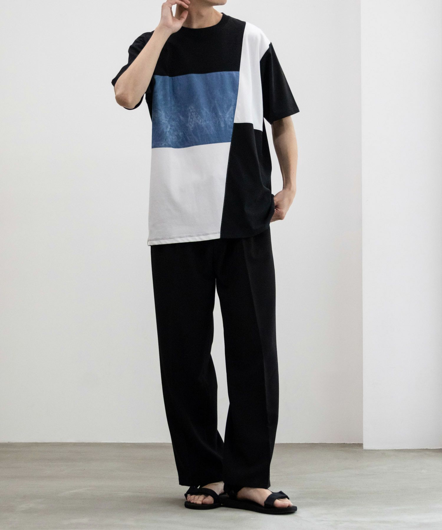 NAVY SARARI ブロック切替え半袖Ｔシャツ メンズ ネコポス 対応商品