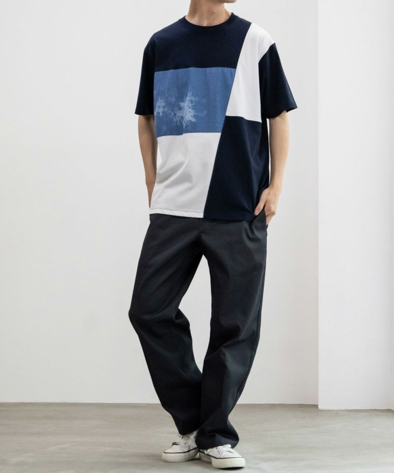 NAVY SARARI  ブロック切替え半袖Ｔシャツ メンズ メール便 対応商品商品画像-6