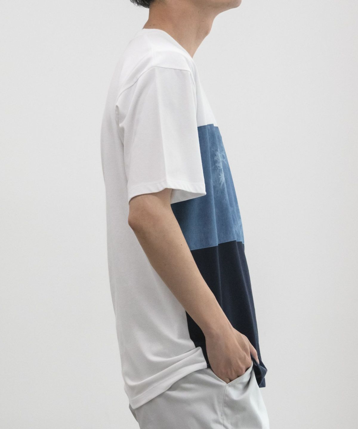 NAVY SARARI ブロック切替え半袖Ｔシャツ メンズ ネコポス 対応商品