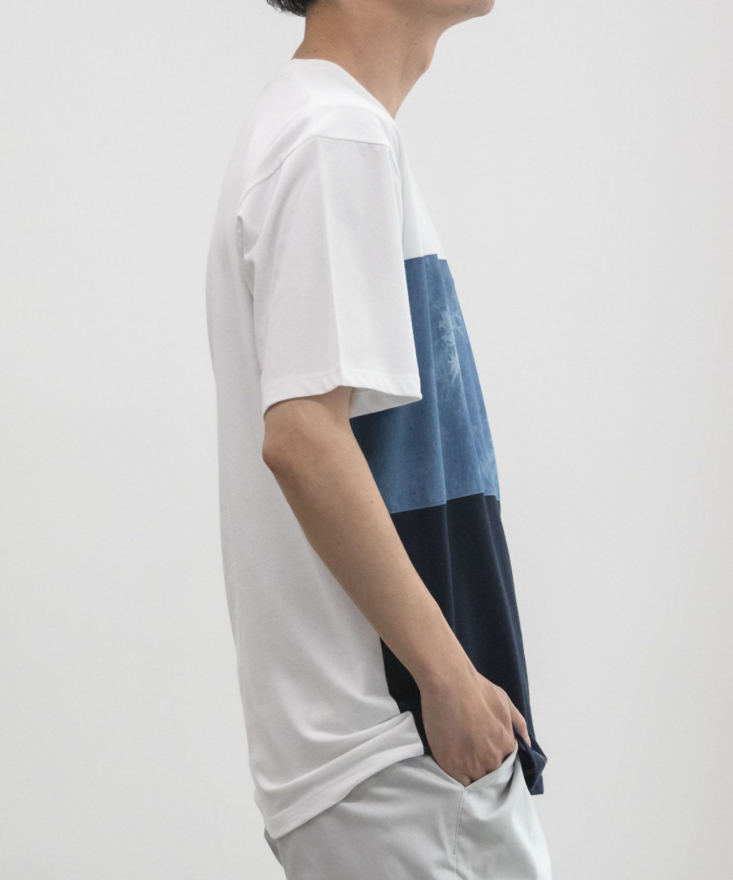 NAVY SARARI  ブロック切替え半袖Ｔシャツ メンズ メール便 対応商品商品サムネイル-7