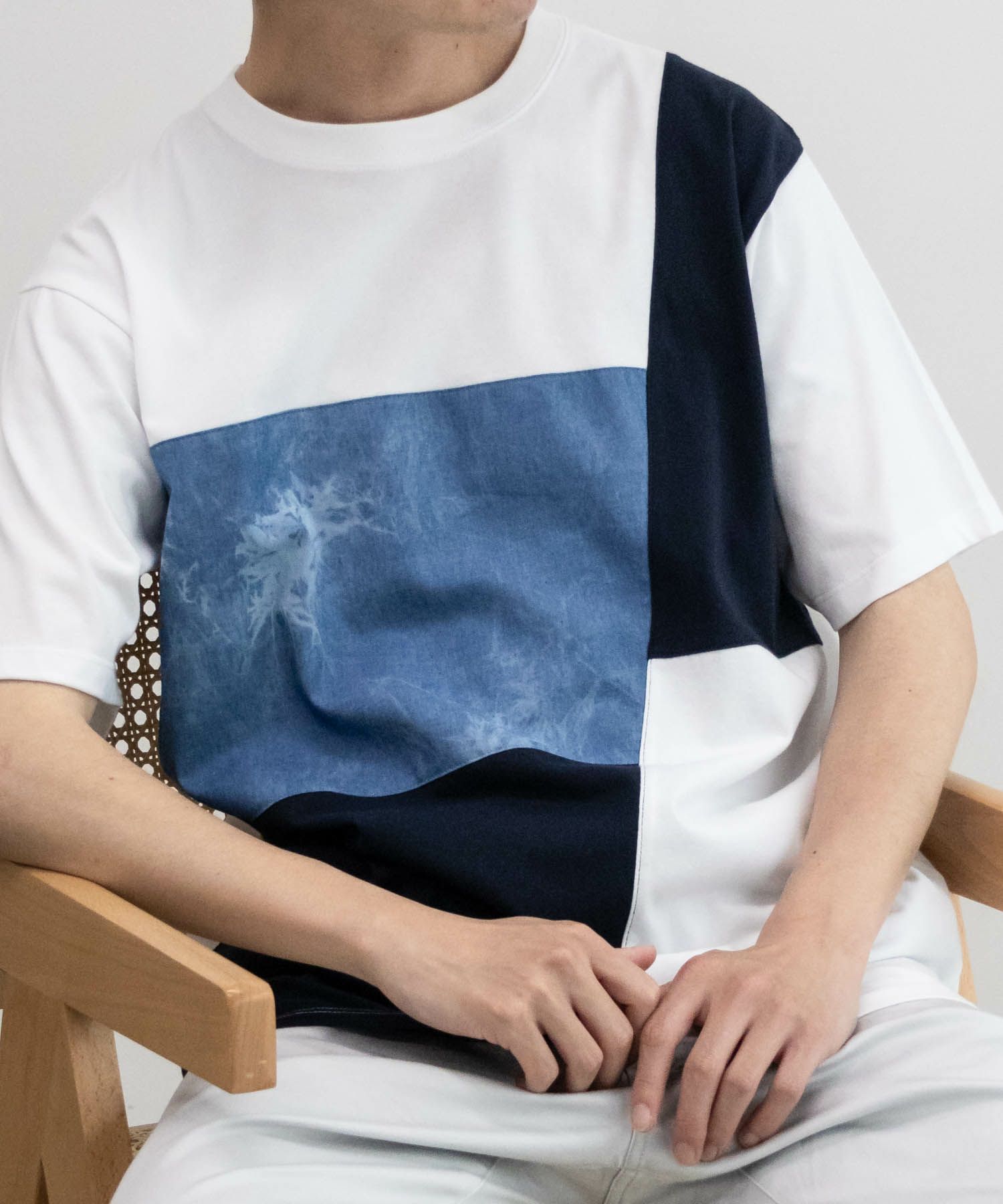 NAVY SARARI ブロック切替え半袖Ｔシャツ メンズ ネコポス 対応商品
