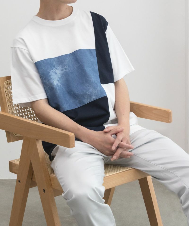 NAVY SARARI ブロック切替え半袖Tシャツ メンズ メール便 対応商品商品画像-11