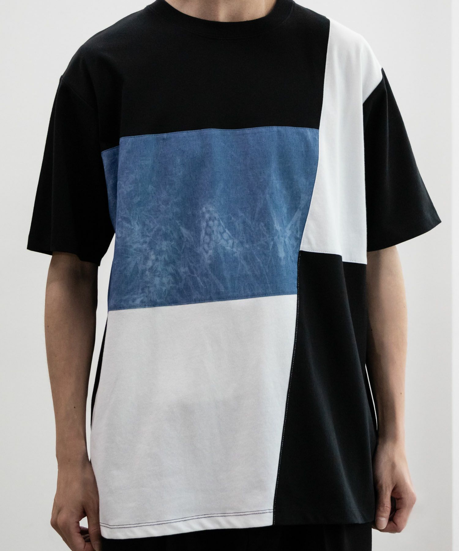 NAVY SARARI  ブロック切替え半袖Ｔシャツ メンズ メール便 対応商品商品サムネイル-12