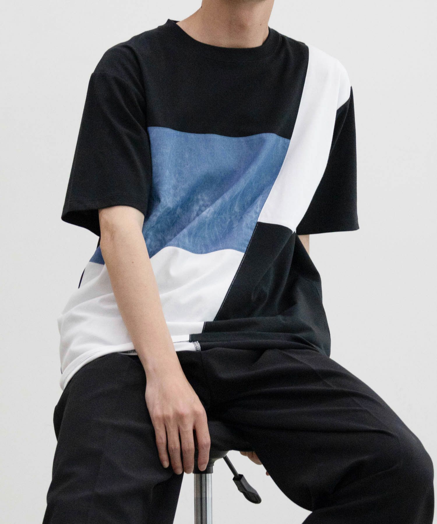 NAVY SARARI  ブロック切替え半袖Ｔシャツ メンズ メール便 対応商品商品画像-13