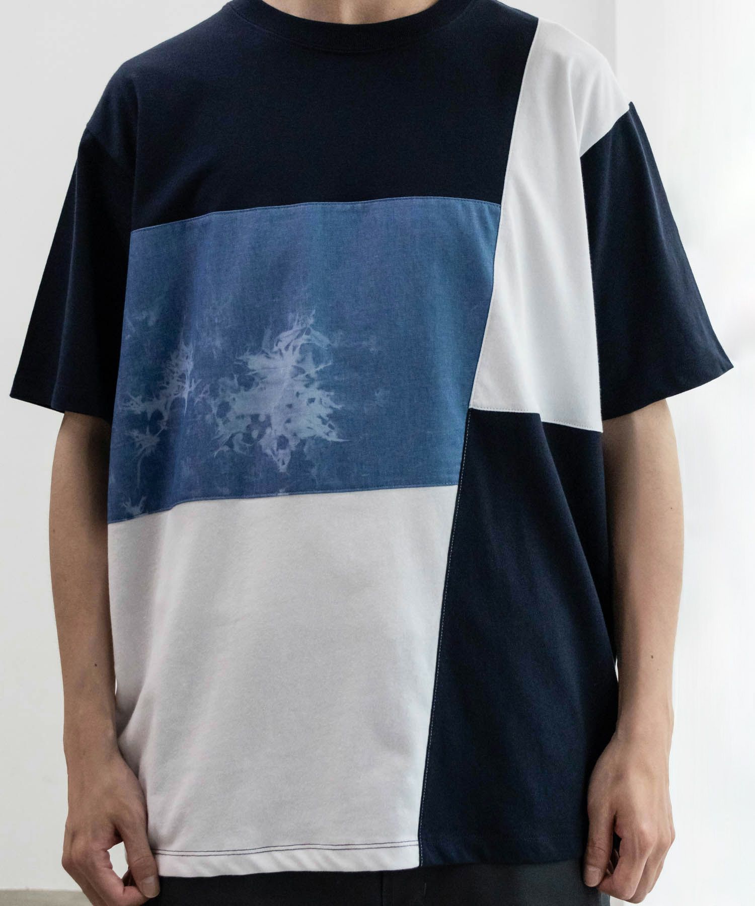 NAVY SARARI ブロック切替え半袖Ｔシャツ メンズ ネコポス 対応商品